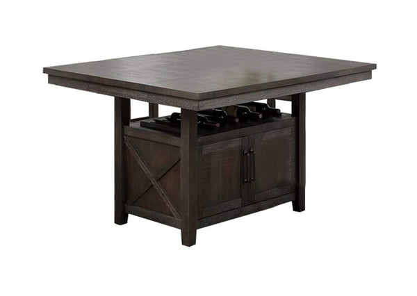 English Elm Dining Counter Height Table Solid Wood with 18" Butterfly Leaf & Storage Cabinet Rustic Espresso Finish B011S00788