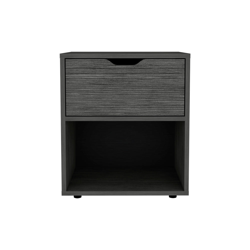 English Elm Nightstand Altheimer Light Gray – Sleek Engineered Wood Nightstand with Drawer & Open Shelf, Sturdy Legs B092P160292