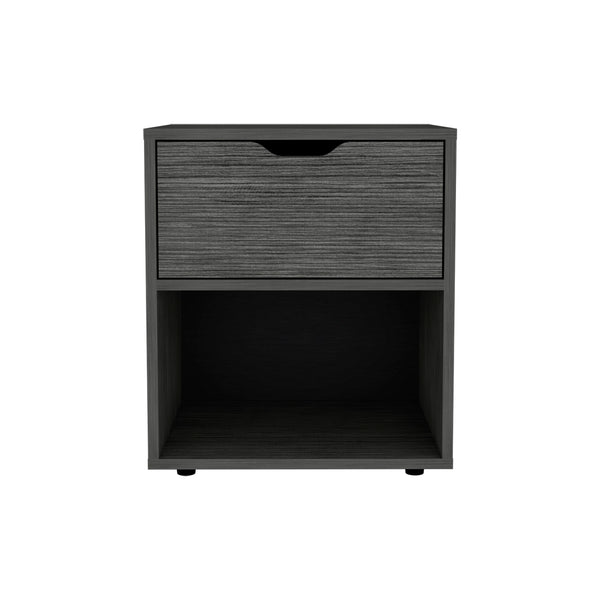 English Elm Nightstand Altheimer Light Gray – Sleek Engineered Wood Nightstand with Drawer & Open Shelf, Sturdy Legs B092P160292