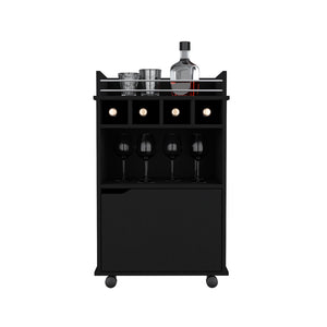 English Elm Bar Cart Kinsley Black - Engineered Wood Wine Storage with Bottle Slots, Cabinet & Open Shelf, Sleek Design B092P160275