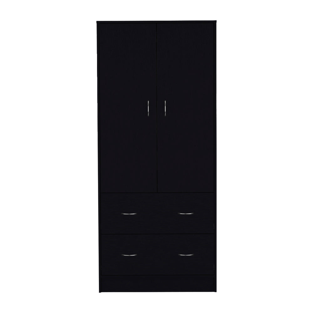 English Elm Armoire Edie Black – Engineered Wood Wardrobe with Hanging Rod, Upper Shelf & Hidden Drawer, Durable Design B092S00250
