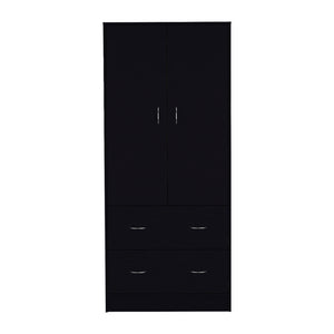 English Elm Armoire Edie Black – Engineered Wood Wardrobe with Hanging Rod, Upper Shelf & Hidden Drawer, Durable Design B092S00250