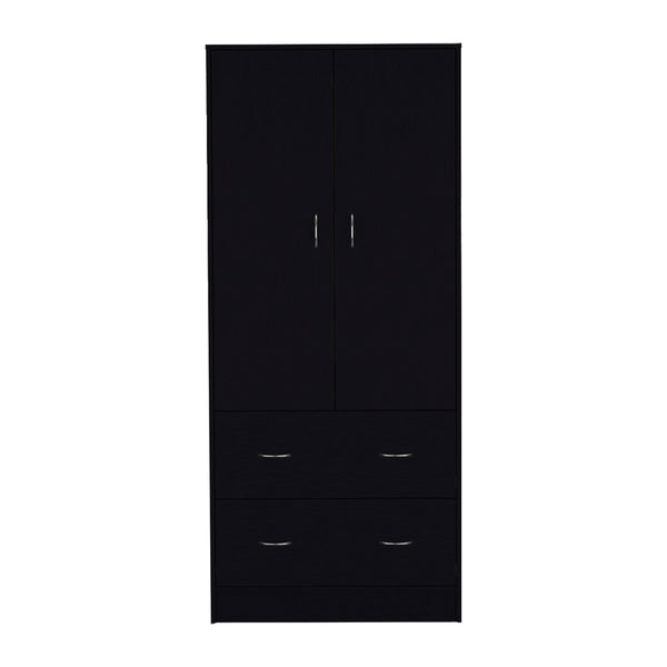 English Elm Armoire Edie Black – Engineered Wood Wardrobe with Hanging Rod, Upper Shelf & Hidden Drawer, Durable Design B092S00250