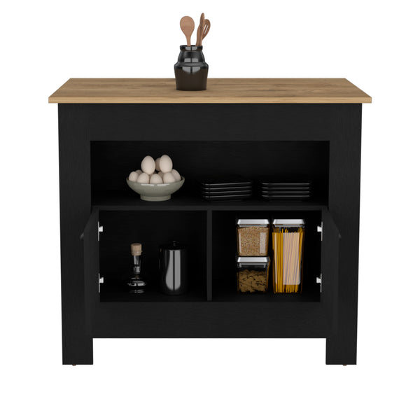 English Elm Kitchen Island Geneva with Macadamia Countertop, Spacious 40.5"x27.5" Prep Surface and Ample Storage B092P160278