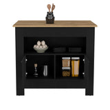 English Elm Kitchen Island Geneva, Black / Macadamia