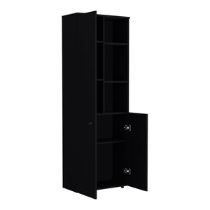 English Elm Multistotage Riverton Black Kitchen Organizer — 66.93" Tall Engineered Wood Shelf with Cabinet, Customizable Storage and Easy Assembly B092P160290