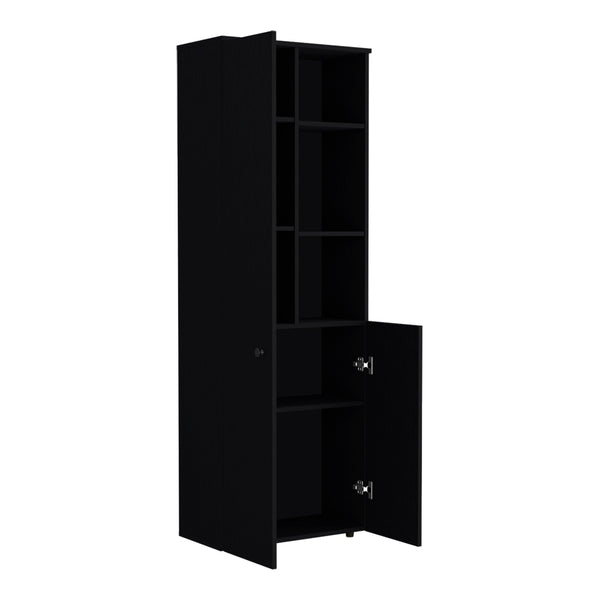 English Elm Multistotage Riverton Black Kitchen Organizer — 66.93" Tall Engineered Wood Shelf with Cabinet, Customizable Storage and Easy Assembly B092P160290