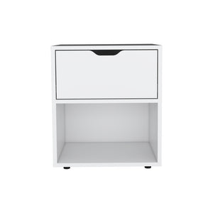 English Elm Nightstand Altheimer White – Engineered Wood Nightstand with Drawer & Open Shelf, Sturdy Modern Design B092P160291