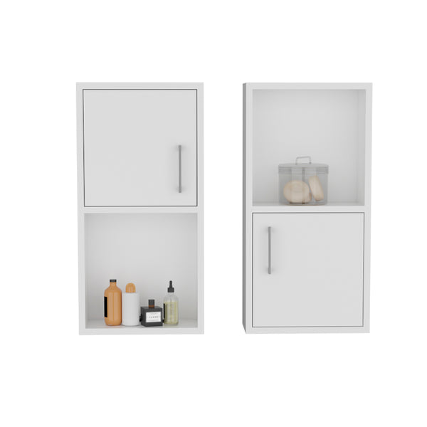 English Elm Medicine Cabinet Florence Double Pack in White Engineered Wood – Sleek Modern Storage, Easy Install B092P160283