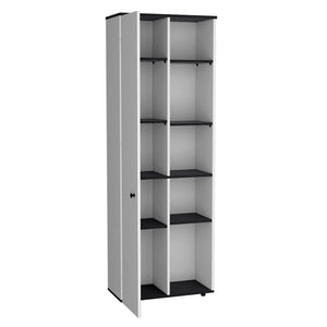 English Elm Multistorage Kitchen Pantry Lane - Sleek White+Black Engineered Wood Cabinet with Adjustable Shelves, Modern Finish, Easy Assembly B092P160287