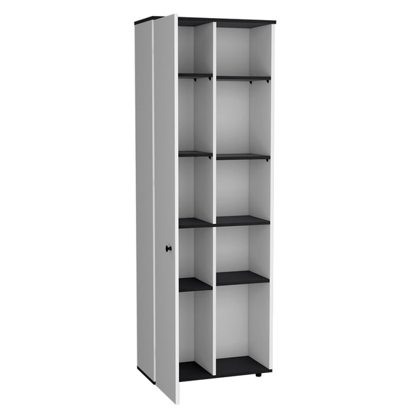 English Elm Multistorage Kitchen Pantry Lane - Sleek White+Black Engineered Wood Cabinet with Adjustable Shelves, Modern Finish, Easy Assembly B092P160287