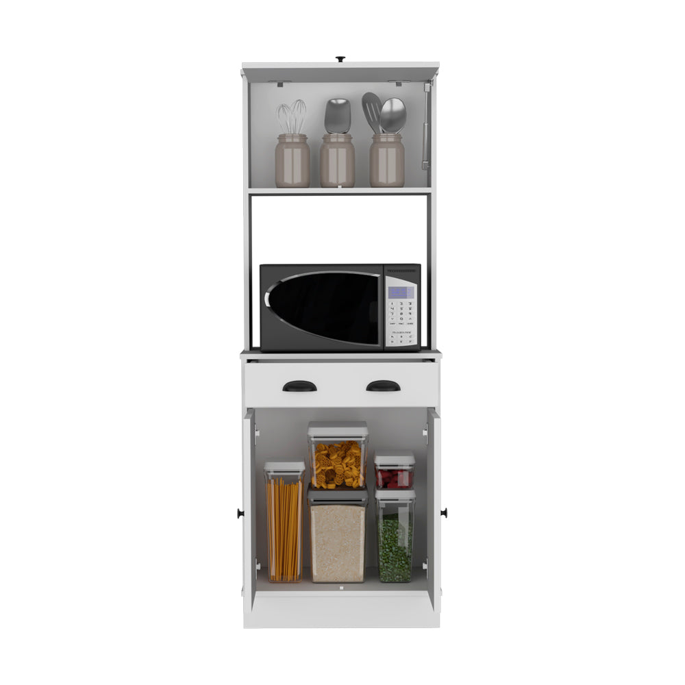 English Elm Pantry Cabinet Warden Microwave Stand White – Space-Saving Engineered Wood, Ample Storage & Easy Assembly B092P160295