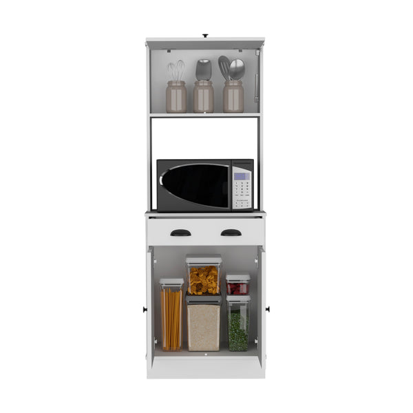 English Elm Pantry Cabinet Warden Microwave Stand White – Space-Saving Engineered Wood, Ample Storage & Easy Assembly B092P160295