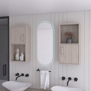 English Elm Medicine Cabinet Florence White Oak Engineered Wood Double Set with Sleek Hardware, Easy Install, Durable Elegance B092P160285