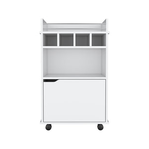 English Elm Bar Cart Kinsley White Engineered Wood Wine Storage with Bottle Slots, Cabinet & Open Shelf Durability B092P160274