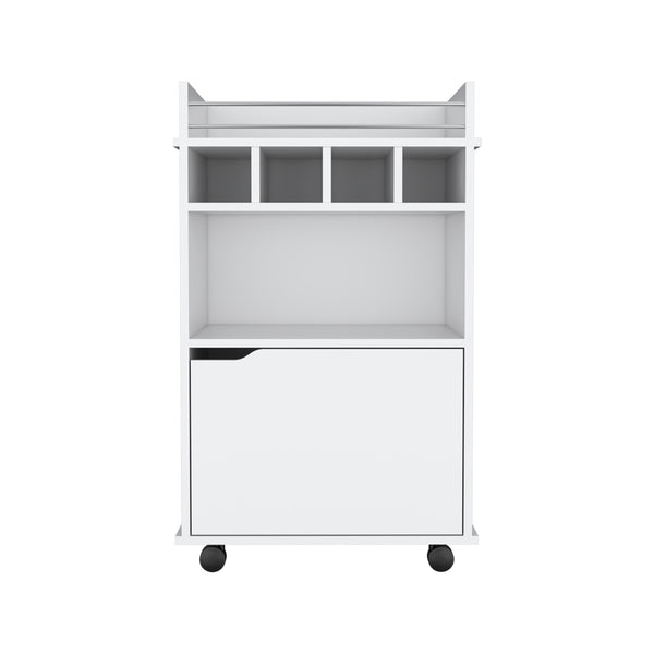 English Elm Bar Cart Kinsley White Engineered Wood Wine Storage with Bottle Slots, Cabinet & Open Shelf Durability B092P160274