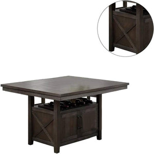English Elm Dining Counter Height Table Solid Wood with 18" Butterfly Leaf & Storage Cabinet Rustic Espresso Finish B011S00788