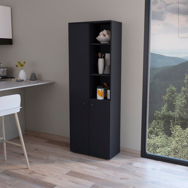 English Elm Multistotage Riverton Black Kitchen Organizer — 66.93" Tall Engineered Wood Shelf with Cabinet, Customizable Storage and Easy Assembly B092P160290