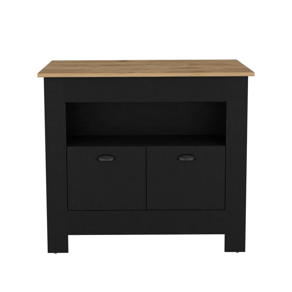 English Elm Kitchen Island Geneva with Macadamia Countertop, Spacious 40.5"x27.5" Prep Surface and Ample Storage B092P160278