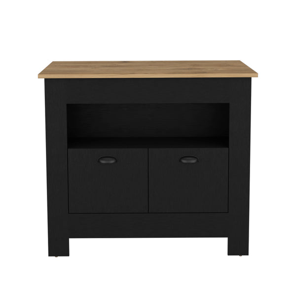 English Elm Kitchen Island Geneva with Macadamia Countertop, Spacious 40.5"x27.5" Prep Surface and Ample Storage B092P160278