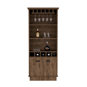 English Elm Bar Cabinet Taholah, Living Room, Dark Brown