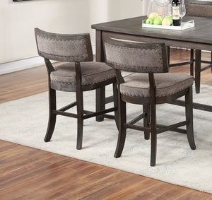 English Elm Dining Room Furniture Counter Height Table Set With Shelves & 4 Cushioned High Chairs In Espresso B011S00790