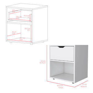 English Elm Nightstand Altheimer White – Engineered Wood Nightstand with Drawer & Open Shelf, Sturdy Modern Design B092P160291