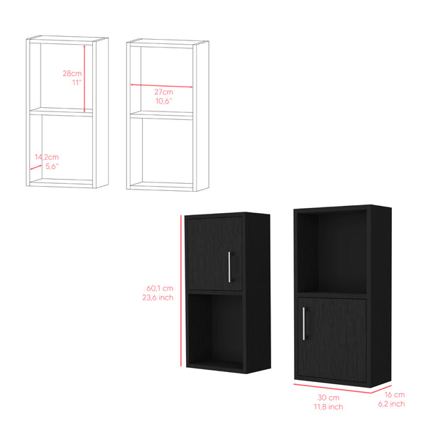 English Elm Medicine Cabinet Florence Black Engineered Wood Set of 2 — Sleek Modern Bathroom Storage, Durable Hardware and Easy Mounting (28x17.3x3.9) B092P160284