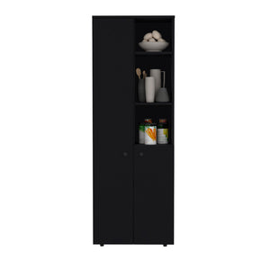 English Elm Multistotage Riverton Black Kitchen Organizer — 66.93" Tall Engineered Wood Shelf with Cabinet, Customizable Storage and Easy Assembly B092P160290