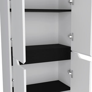 English Elm Multistorage Kitchen Pantry Helper - Sleek White & Black Engineered Wood Organizer, Easy Assemble, Durable Storage Solution for Efficient Kitchen Organization B092P160286