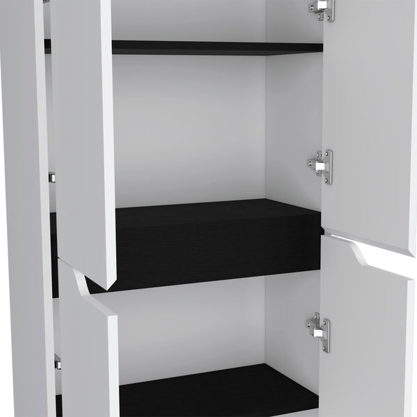 English Elm Multistorage Kitchen Pantry Helper - Sleek White & Black Engineered Wood Organizer, Easy Assemble, Durable Storage Solution for Efficient Kitchen Organization B092P160286