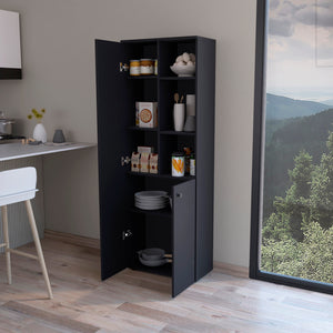 English Elm Multistotage Riverton Black Kitchen Organizer — 66.93" Tall Engineered Wood Shelf with Cabinet, Customizable Storage and Easy Assembly B092P160290