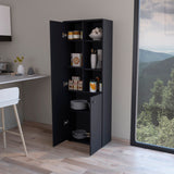 Black Multistorage Riverton Kitchen Cabinet with Adjustable Shelving, Enclosed Lower Storage, 66.93