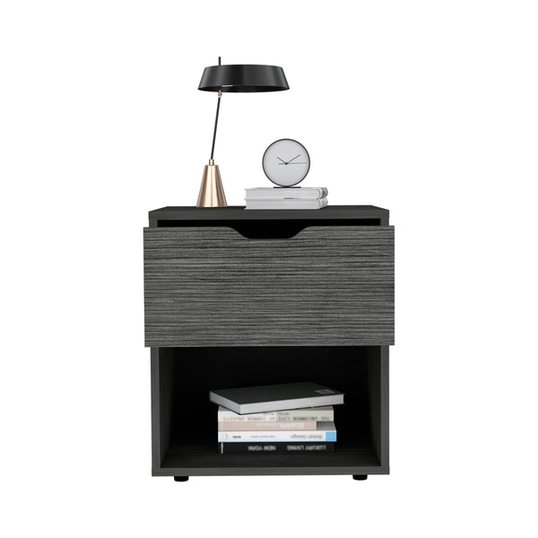 English Elm Nightstand Altheimer Light Gray – Sleek Engineered Wood Nightstand with Drawer & Open Shelf, Sturdy Legs B092P160292