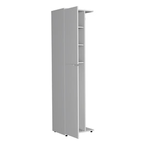 English Elm Broom Tall Storage Cabinet Edmond White - 69.5" High Engineered Wood, Durable, Easy Assembly, Sleek Design B092S00258
