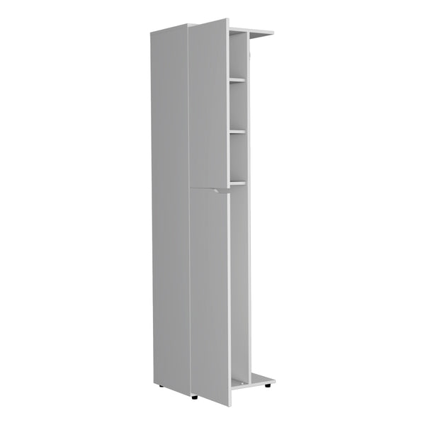 English Elm Broom Tall Storage Cabinet Edmond White - 69.5" High Engineered Wood, Durable, Easy Assembly, Sleek Design B092S00258