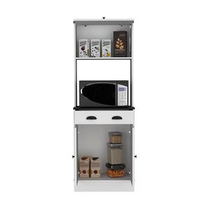 English Elm Pantry Cabinet Microwave Stand Warden – Space-Saving White/Black Engineered Wood with Microwave Shelf, Ample Storage and Easy Assembly B092P160294
