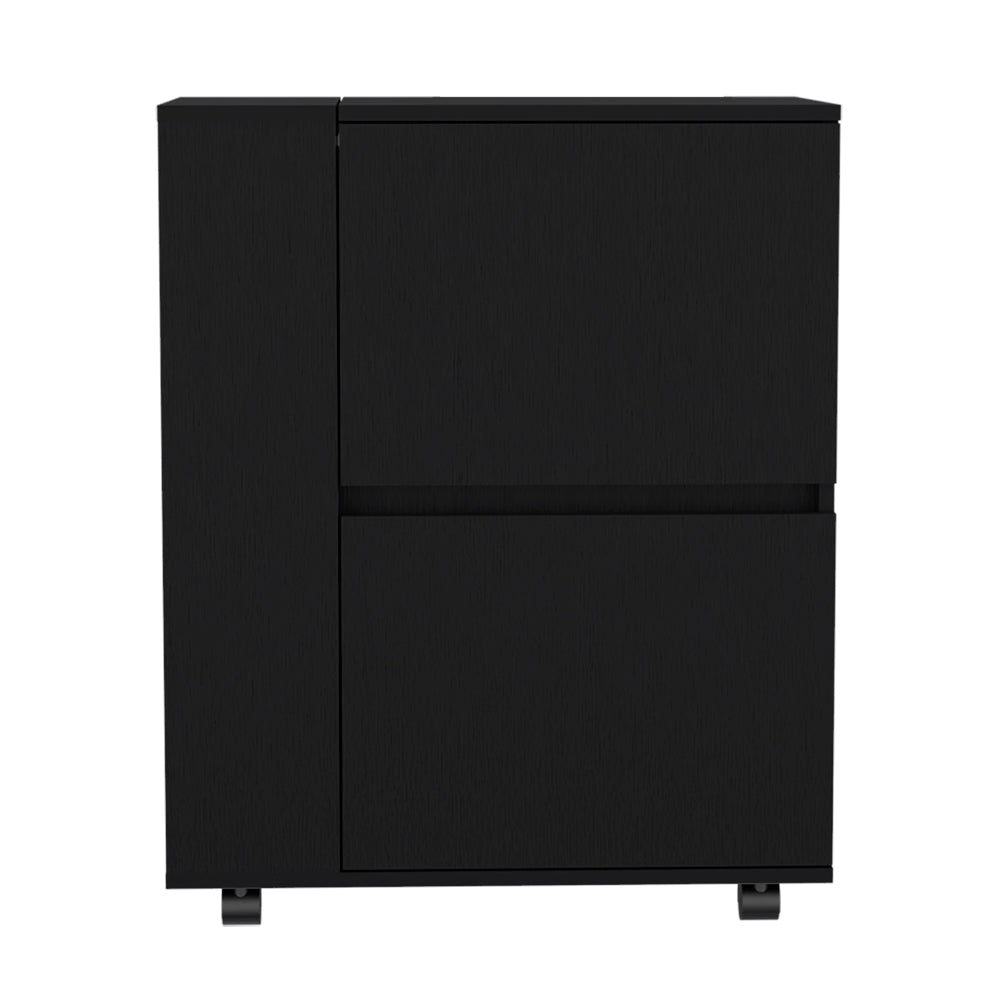 English Elm Bar Cart Belleville Dual-Cabinet Mobile Bar & Storage Unit in Black — Stylish Engineered Wood, Easy Assemble, Durable Mobile Entertaining B092P160273