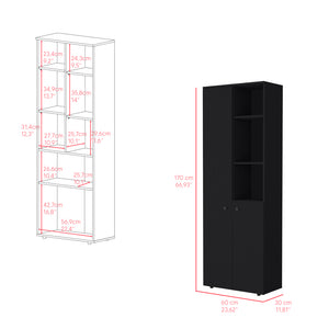 English Elm Multistotage Riverton Black Kitchen Organizer — 66.93" Tall Engineered Wood Shelf with Cabinet, Customizable Storage and Easy Assembly B092P160290