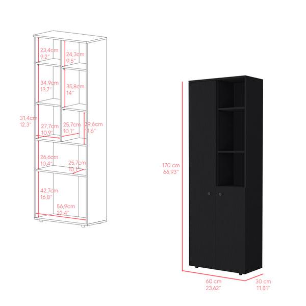 English Elm Multistotage Riverton Black Kitchen Organizer — 66.93" Tall Engineered Wood Shelf with Cabinet, Customizable Storage and Easy Assembly B092P160290