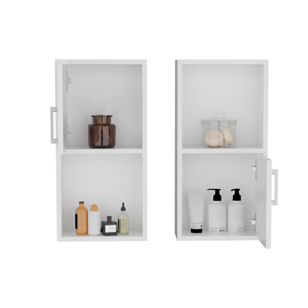 English Elm Medicine Cabinet Florence Double Pack in White Engineered Wood – Sleek Modern Storage, Easy Install B092P160283