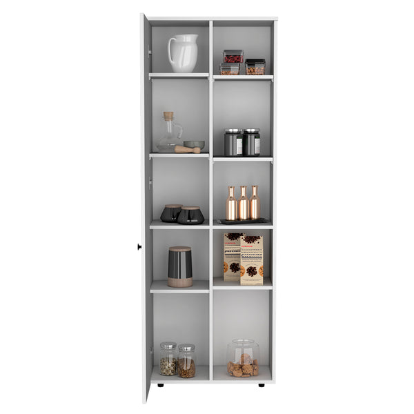 English Elm Multistorage Kitchen Pantry Lane White – Engineered Wood, Adjustable Shelves, Modern Slim Design, Durable Finish B092P160288
