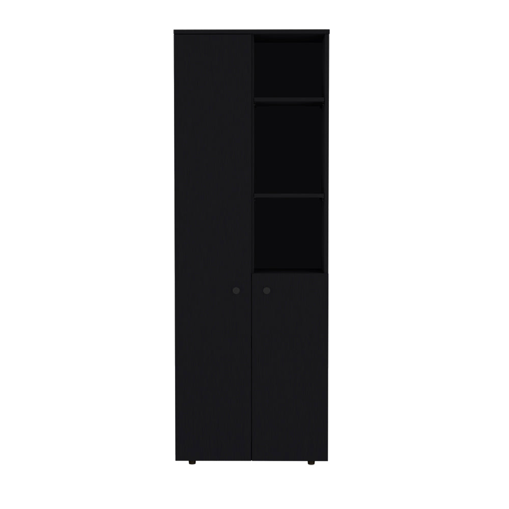English Elm Multistotage Riverton Black Kitchen Organizer — 66.93" Tall Engineered Wood Shelf with Cabinet, Customizable Storage and Easy Assembly B092P160290