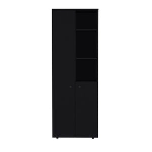 English Elm Multistotage Riverton Black Kitchen Organizer — 66.93" Tall Engineered Wood Shelf with Cabinet, Customizable Storage and Easy Assembly B092P160290