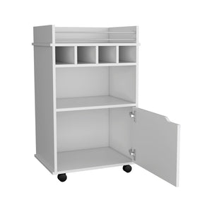 English Elm Bar Cart Kinsley White Engineered Wood Wine Storage with Bottle Slots, Cabinet & Open Shelf Durability B092P160274