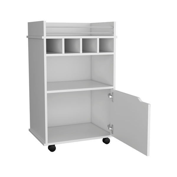 English Elm Bar Cart Kinsley White Engineered Wood Wine Storage with Bottle Slots, Cabinet & Open Shelf Durability B092P160274
