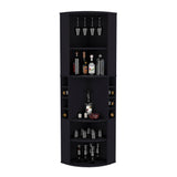 English Elm Bar Cabinet Jansen, Living Room, Black