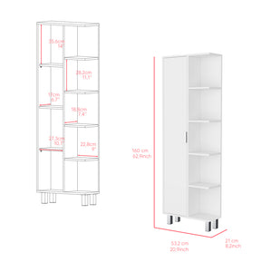 English Elm Linen Sandy Tall Bathroom Cabinet White – Slim Engineered Wood Storage, Tailored Compartments, Modern Handles B092P160282