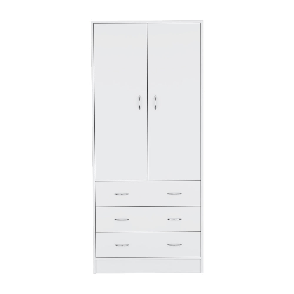 English Elm Armoire Ramey White Bedroom Storage with Hanging Rod, 3 Smooth Drawers & Modern Hardware, Durable Finish B092S00251