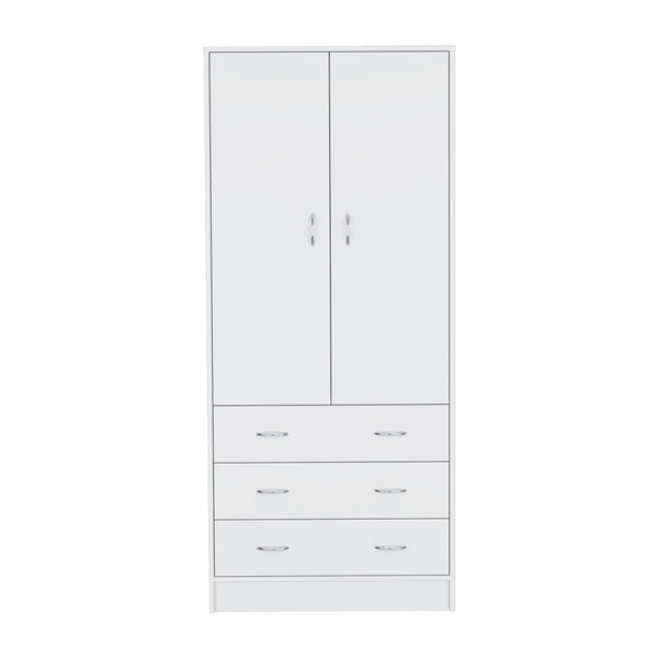 English Elm Armoire Ramey White Bedroom Storage with Hanging Rod, 3 Smooth Drawers & Modern Hardware, Durable Finish B092S00251